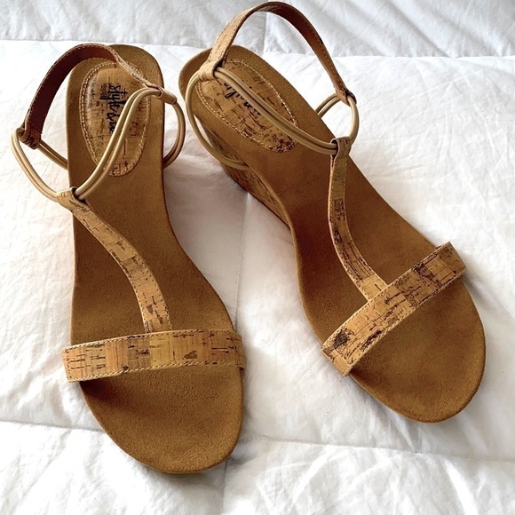 Style & Co Mulan Tan Cork Wedge Sandal Summer Beach Cruise Vacation T-Strap - Picture 6 of 11